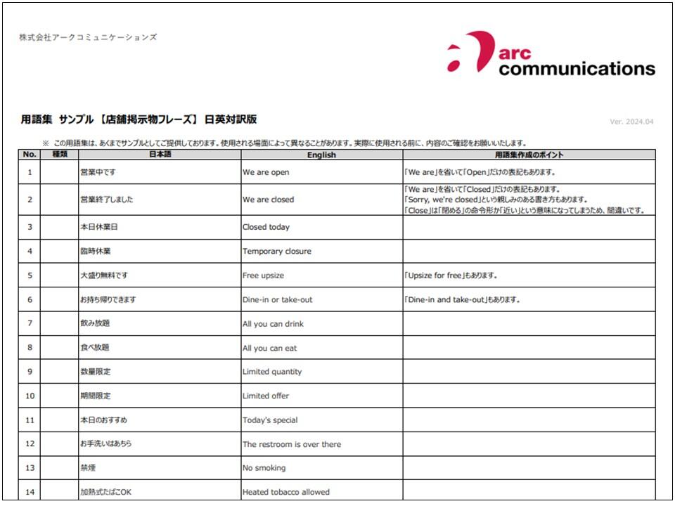 用語集 【店舗掲示物フレーズ】